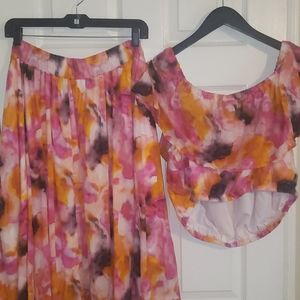 Torrid tie dye floral skirt set size 1